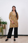 Turmeric v neck cotton short kurti