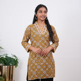 Turmeric v neck cotton short kurti
