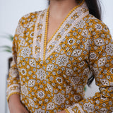 Turmeric v neck cotton short kurti