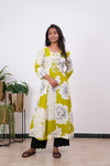 Lime green anarkali cotton kurti