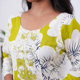 Lime green anarkali cotton kurti