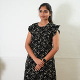 Black knitted cotton nighty