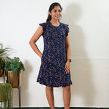 Navy floral knitted cotton nighty