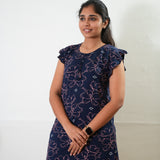 Navy floral knitted cotton nighty