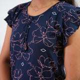 Navy floral knitted cotton nighty