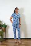 Azure knitted cotton night suit