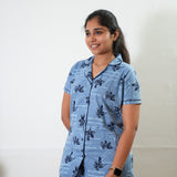 Azure knitted cotton night suit