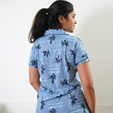 Azure knitted cotton night suit