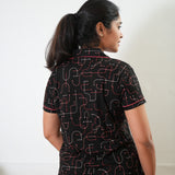 Black and pink knitted cotton night suit