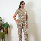 Sand knitted cotton night suit