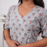 Powder blue V neck cotton dress