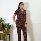 Brown knitted cotton night suit