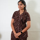 Brown knitted cotton night suit