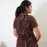Brown knitted cotton night suit