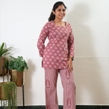Short top cotton co-ords set - Mauve