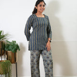 Short top cotton co-ords set - Navy