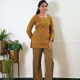 Short top cotton co-ords set -Mustard