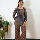 Short top cotton co-ords set - Dark blue