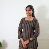 Short top cotton co-ords set - Dark blue
