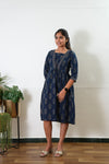 Dark blue v neck cotton  dress