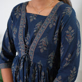 Dark blue v neck cotton  dress