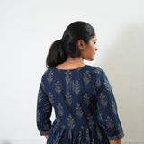 Dark blue v neck cotton  dress