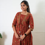 Crimson V neck cotton dress