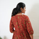 Crimson V neck cotton dress