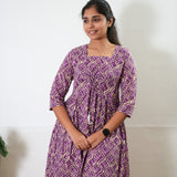 Purple v neck cotton dress