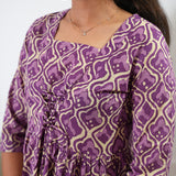 Purple v neck cotton dress
