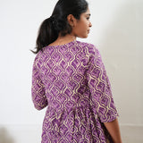 Purple v neck cotton dress