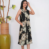 Black floral viscose shirt dress