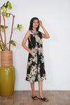 Black floral viscose shirt dress