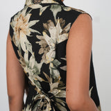 Black floral viscose shirt dress