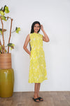 Lemon yellow mandarin cotton shirt dress(attached sleeves)