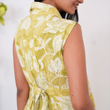 Olive green viscose shirt dress