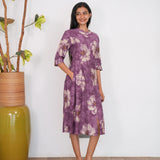 Violet mandarin cotton shirt dress