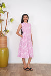 Lavender mandarin cotton shirt dress ( attached sleeves)
