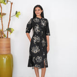 Ebony mandarin cotton shirt dress