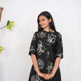 Ebony mandarin cotton shirt dress