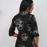 Ebony mandarin cotton shirt dress