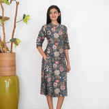 Turquoise mandarin cotton shirt dress