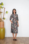 Turquoise mandarin cotton shirt dress