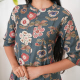 Turquoise mandarin cotton shirt dress