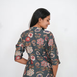 Turquoise mandarin cotton shirt dress
