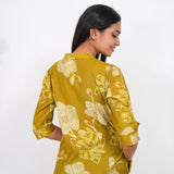 Olive green mandarin cotton shirt dress