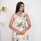 Off white and grey viscose shirt dress