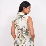Off white and grey viscose shirt dress
