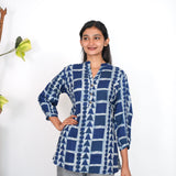 Indigo geometric viscose short kurti