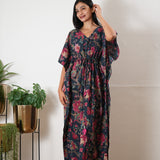 Peacock blue orchid cotton kaftan